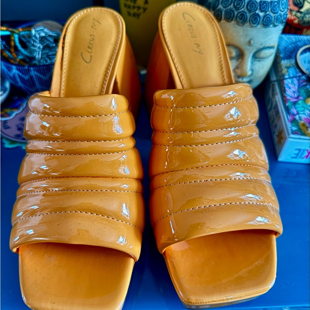 Chic Orange Heeled Mules by Cucu's
